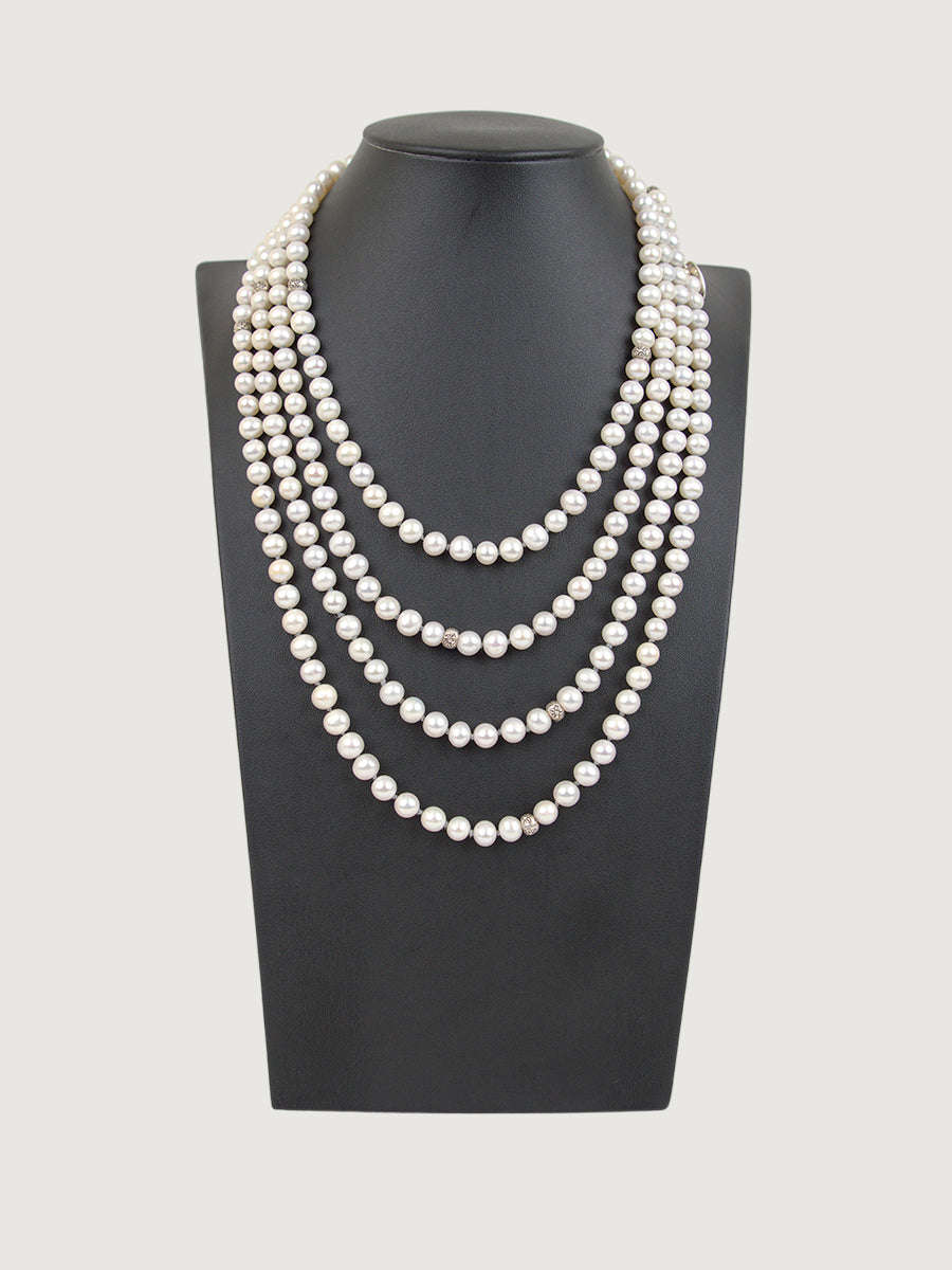 Nirvana White Pearl Silver Necklace image 0