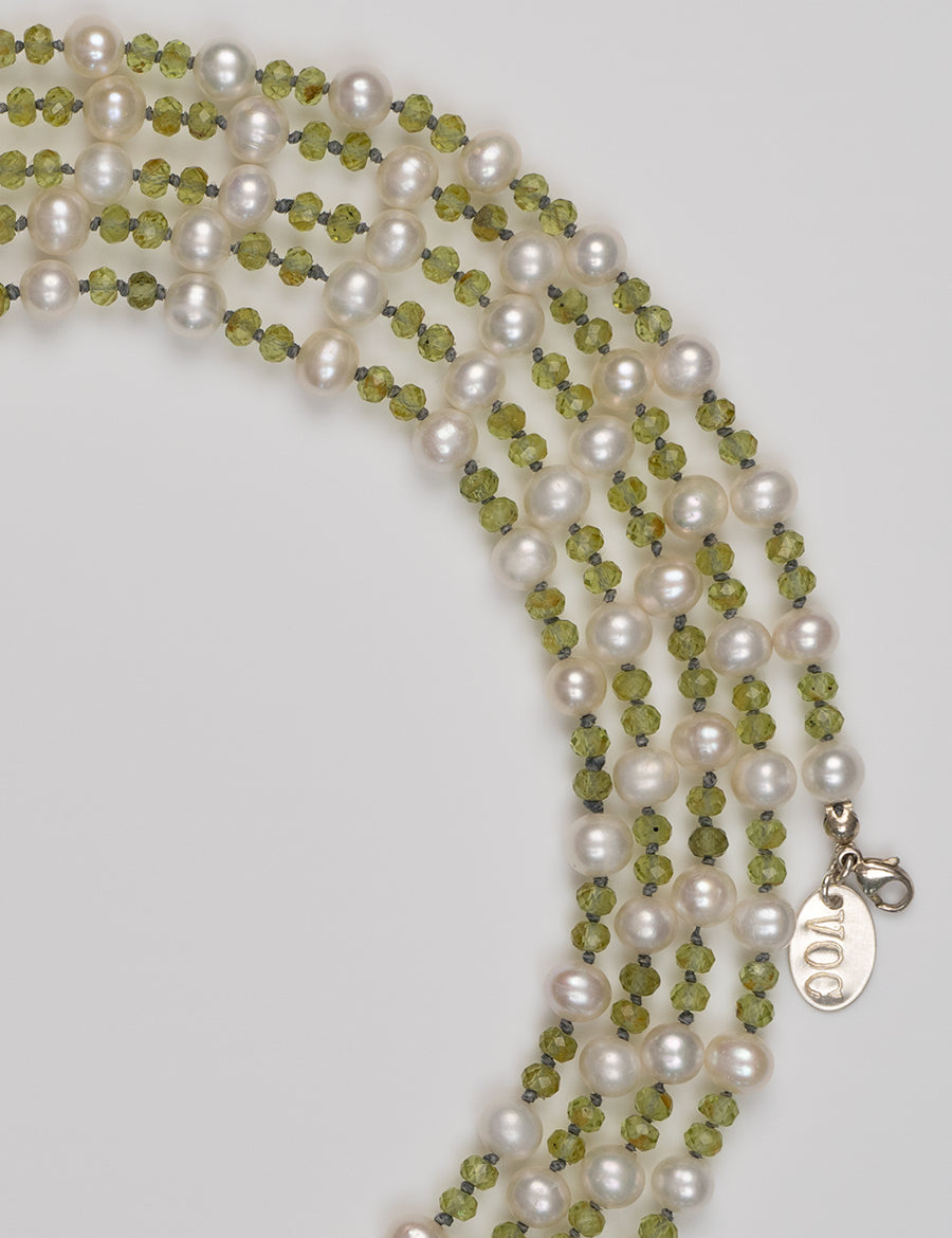 Maya Pearl Gemstone Necklace - 70in, Peridot image