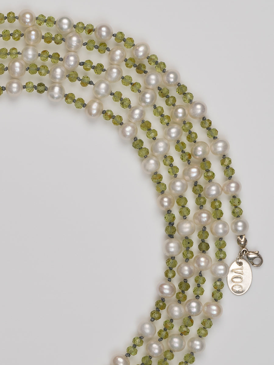 Maya Pearl Gemstone Necklace - 70in, Peridot image