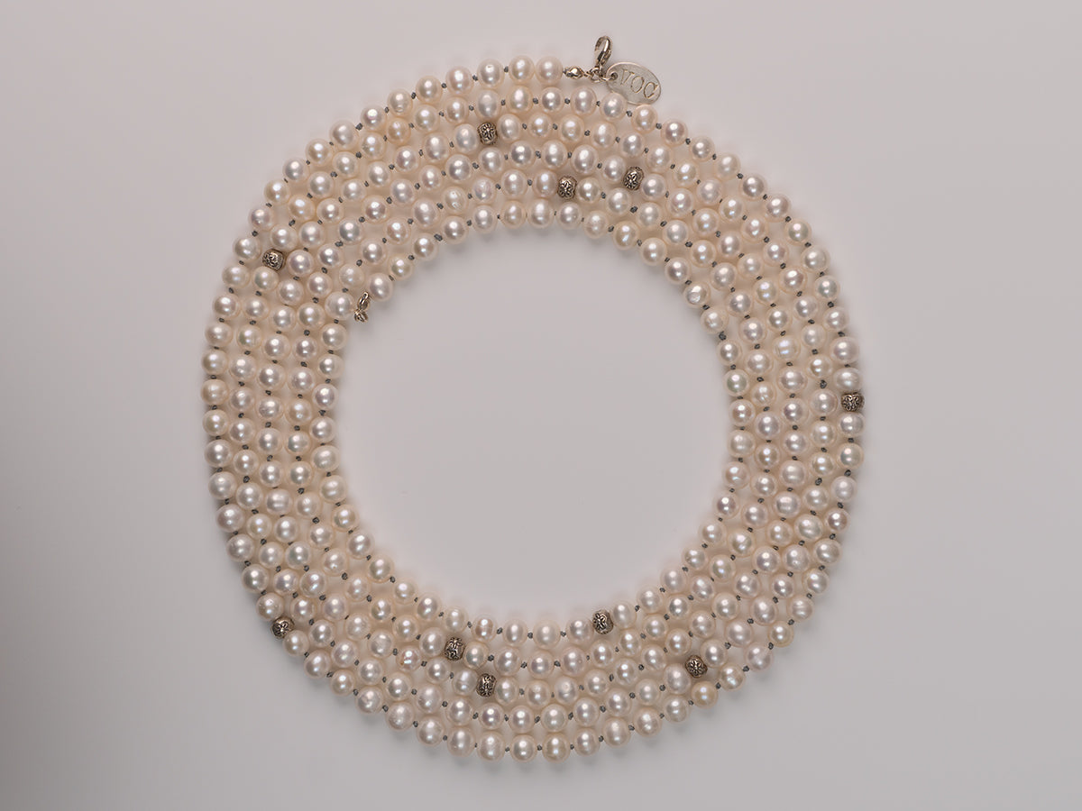 Nirvana White Pearl Silver Necklace image 2
